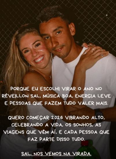 Mensagem de Julia Azevedo sobre o Réveillon (Reprodução)