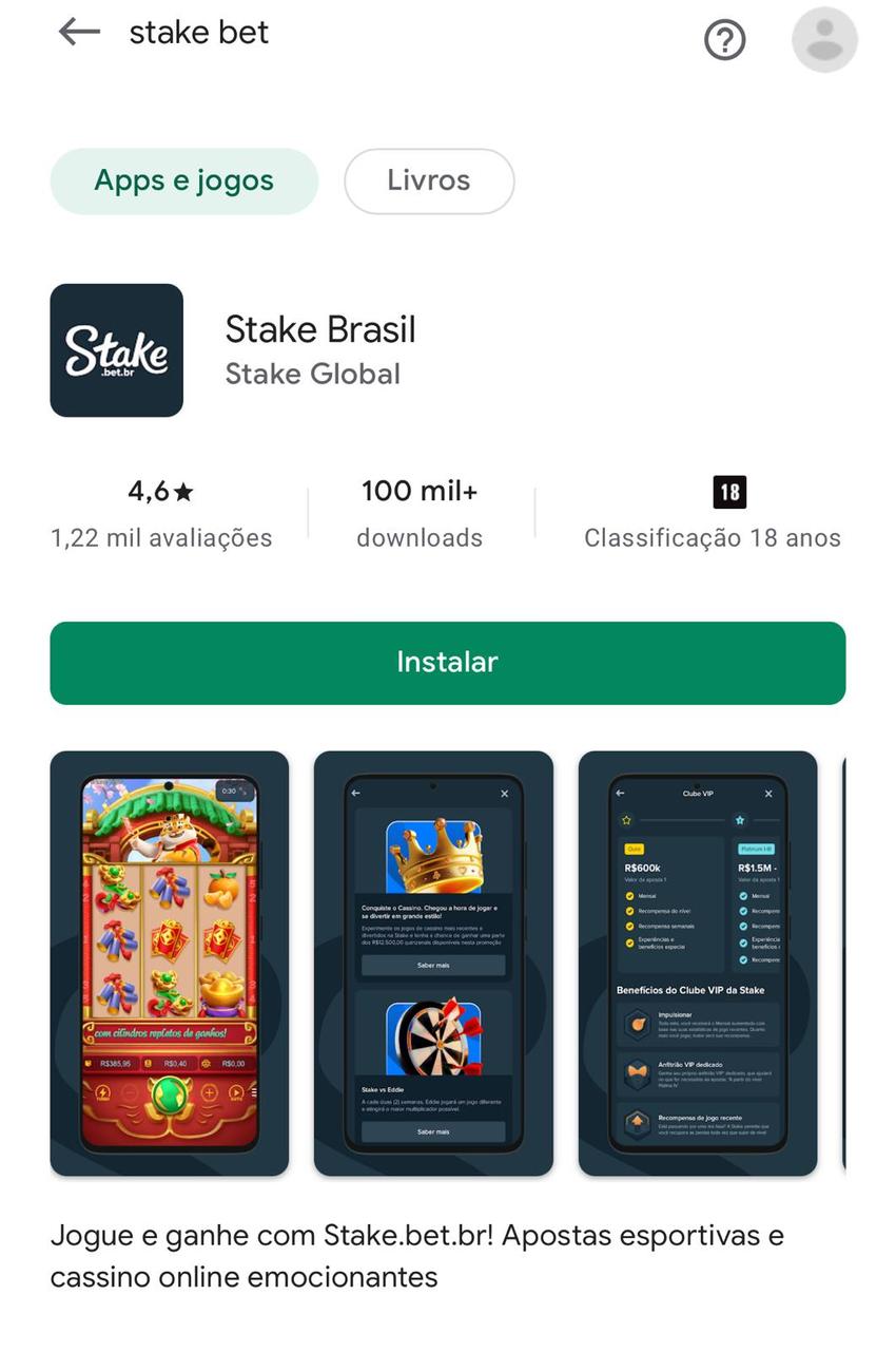 Captura de tela do Stake App na Google Play Store.