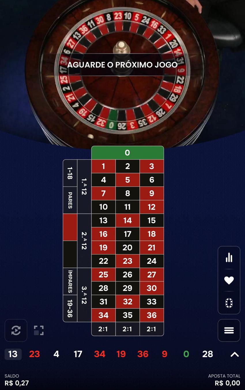 Captura de tela da Roleta Brasileira, um dos melhores jogos de cassino ao vivo, na Vbet.