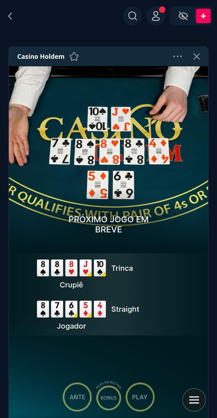 Captura de tela de Poker Hold'em no cassino Novibet