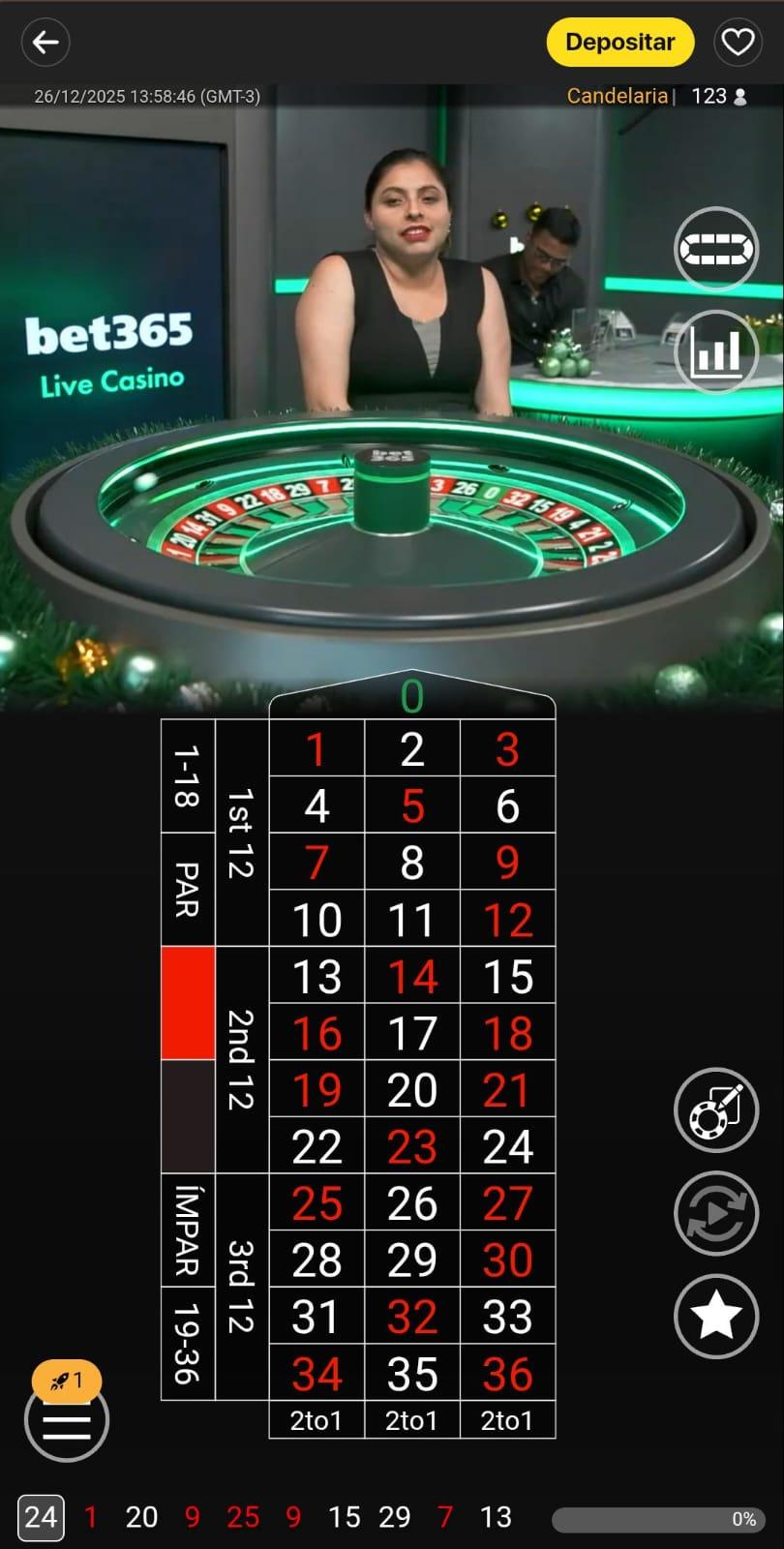 Captura de tela da Roleta bet365