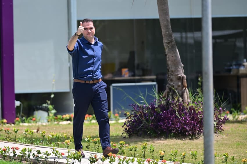 Marcelo Paz, executivo de futebol do Corinthians, no CT do clube