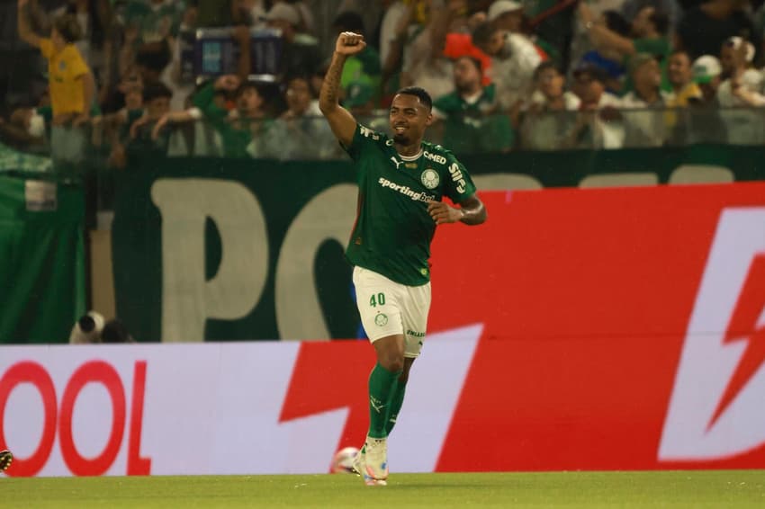 Allan comemora gol do Palmeiras sobre o Santos, pelo Campeonato Paulista; veja detalhes de onde assistir ao confronto (Foto: Cesar Greco/Palmeiras)