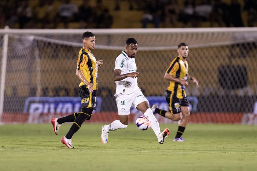 Allan, jogador do Palmeiras, durante derrota para o Novorizontino (Foto: Douglas Moreti/AgÃªncia F8/Gazeta Press)