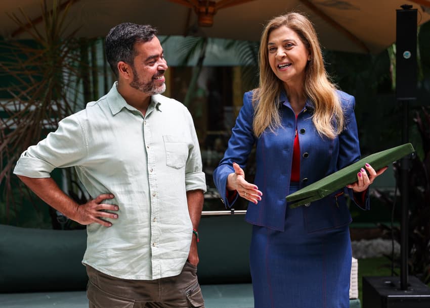 João Paulo Sampaio e Leila Pereira (Foto: Fabio Menotti/Palmeiras)