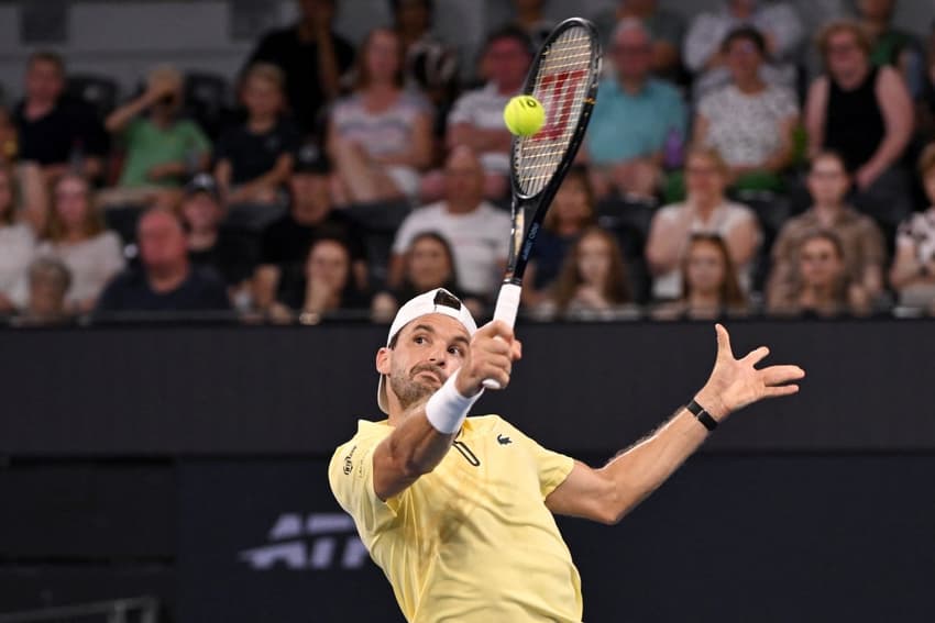 O búlgaro Grigor Dimitrov na vitória sobre Pablo Carreño Busta (Foto: William WEST / AFP)