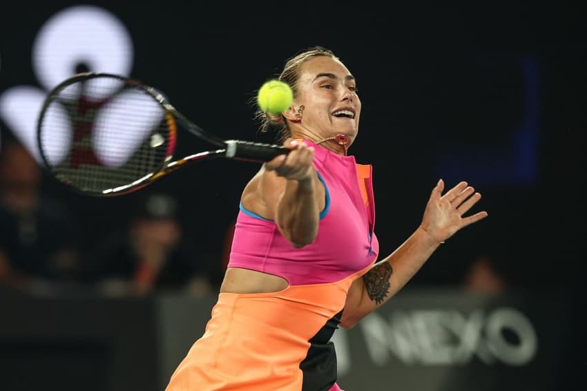 Aryna Sabalenka na final do Australian Open contra a cazaque Elena Rybakina (Foto: IZHAR KHAN / AFP)