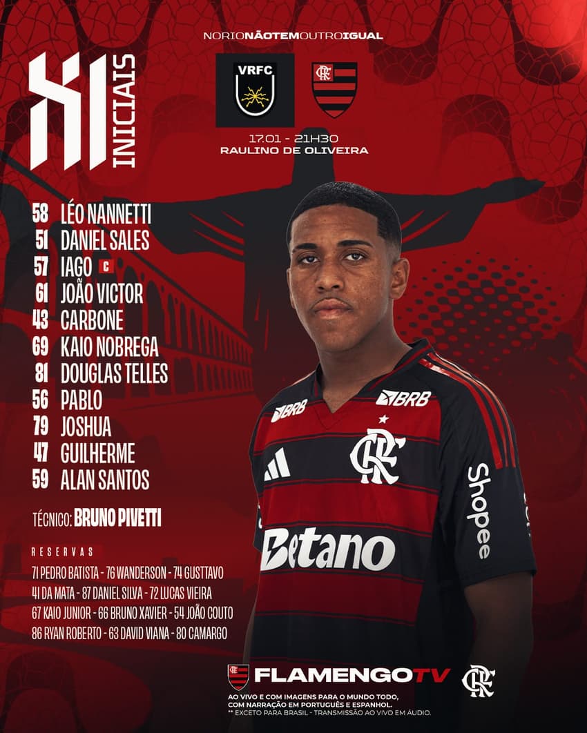Escalação Flamengo Volta Redonda
