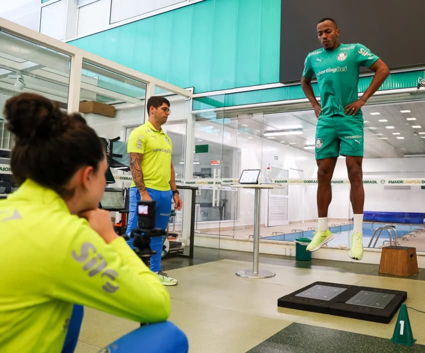 Marlon Freita, novo reforço do Palmeiras, durante testes físicos antes da estreia da equipe na temporada (Foto: Fabio Menotti/Palmeiras/by Canon)