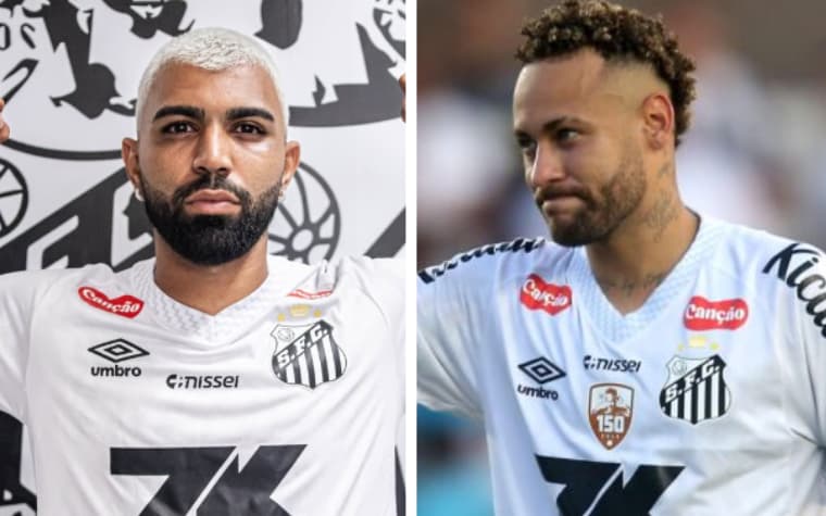 Gabigol e Neymar formam dupla de ataque no Santos em 2026 (Foto: Santos/Gazeta Press)