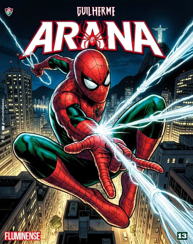 Fluminense fez referência ao Homem Aranha em anúncio de Guilherme Arana (Foto: Reprodução)