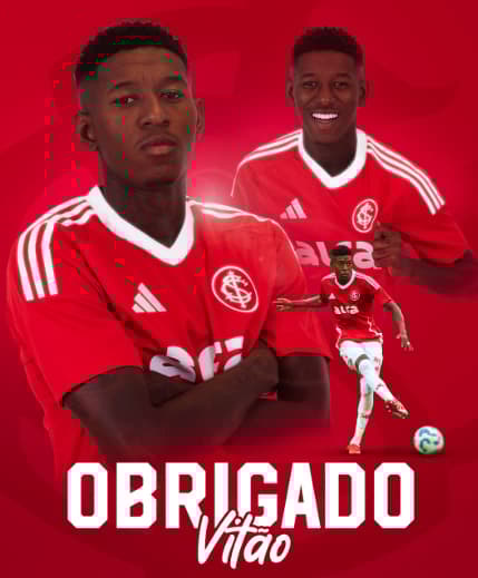 Internacional se despede de Vitão, novo reforço do Flamengo