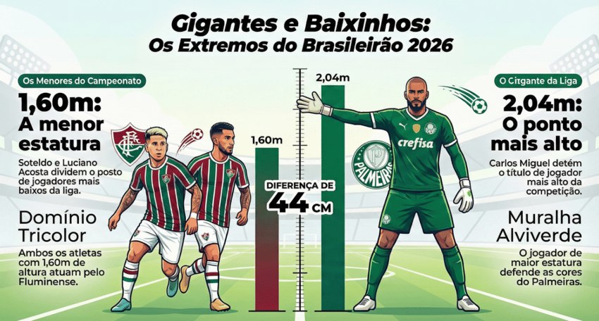 Os baixinhos e o gigante do Brasileirão 2026 (Imagem gerada por inteligência artificial)