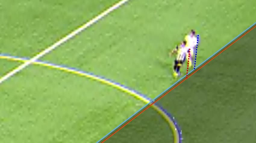 Lance ajustado de impedimento em jogo entre Atlético-MG e Palmeiras (Foto: Reprodução/CBFTV)