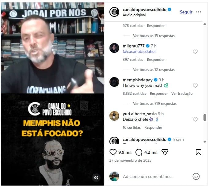 Memphis Depay responde torcedor do Corinthians (Foto: Divulgação)