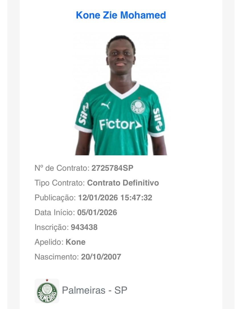 Kone Zie Mohamed BID CBF Palmeiras