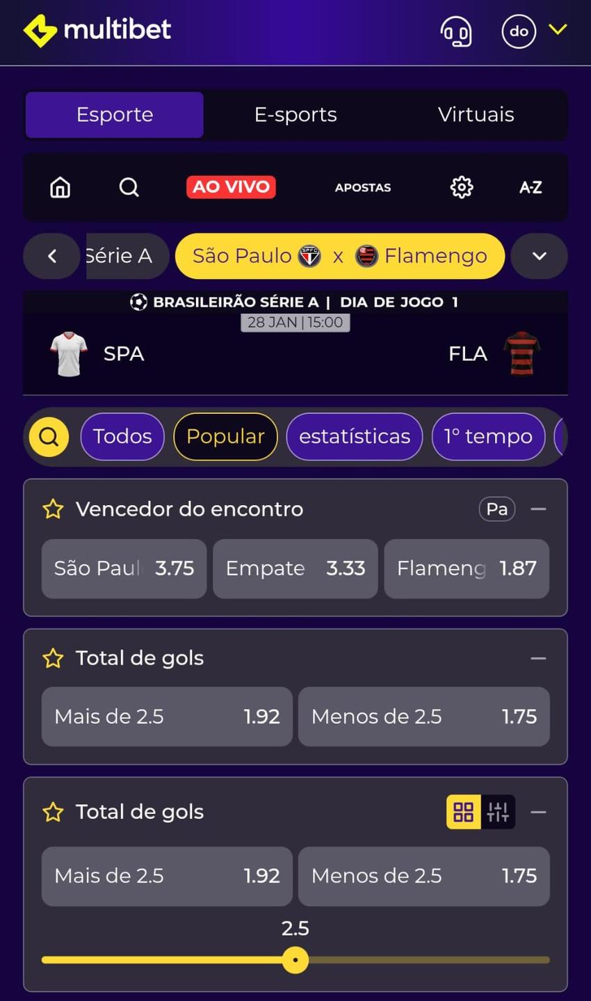 Captura de tela da Multibet Apostas com uma aposta esportiva