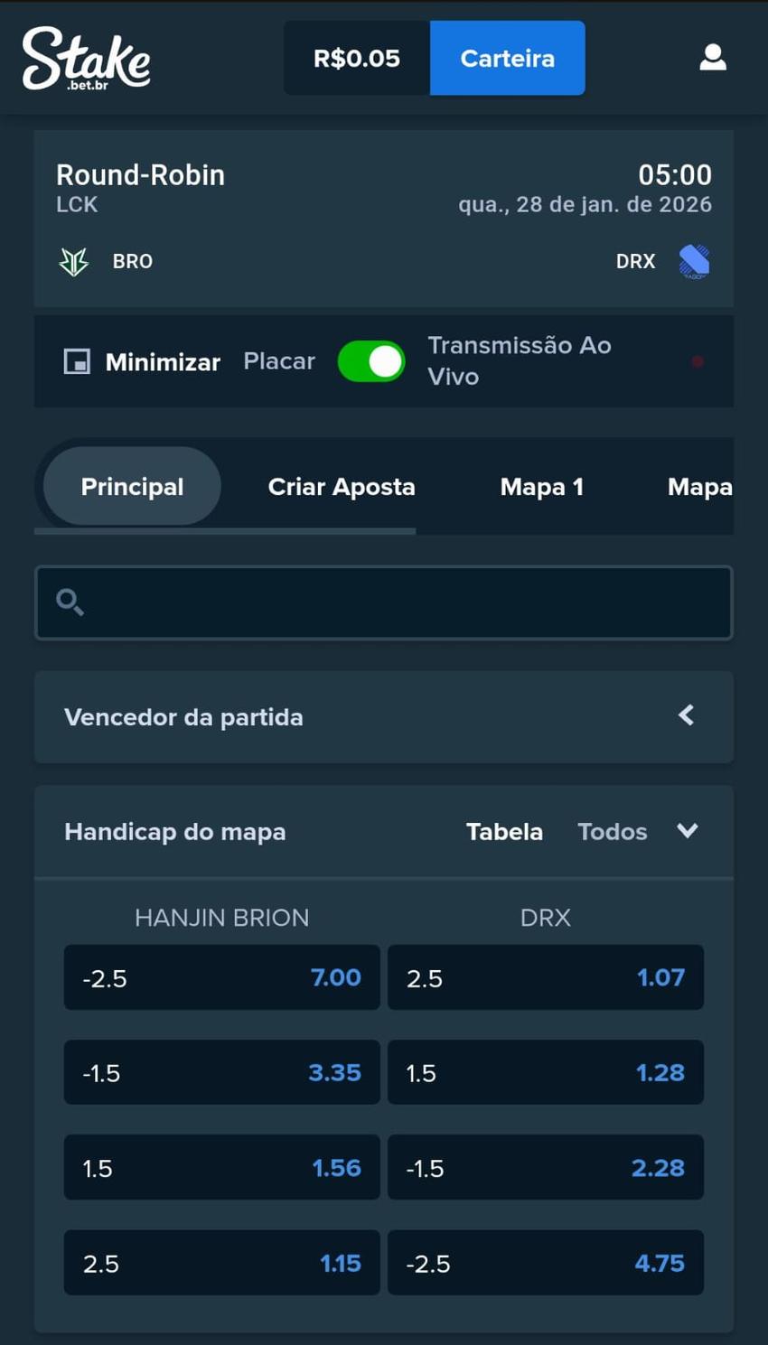 Captura de tela de uma aposta LoL na Stake.