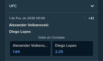 Odds para vencedor da luta UFC na Stake