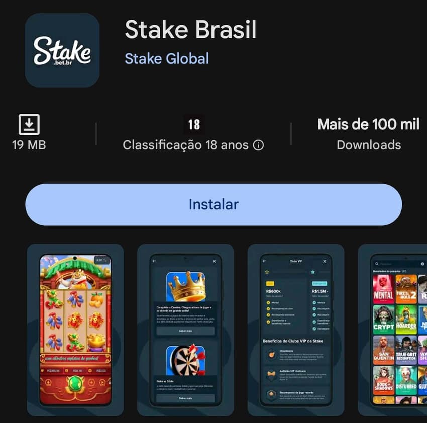 Captura de tela do aplicativo de cassino Stake