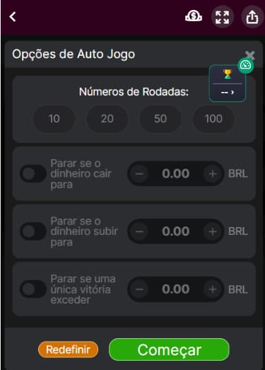 Opções de autojogo do Aviator Superbet configuráveis
