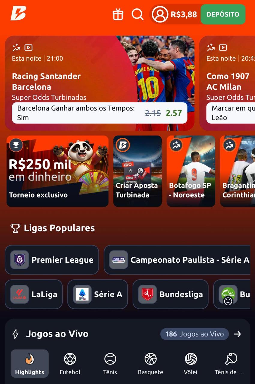 Captura de tela da página inicial da Betano.