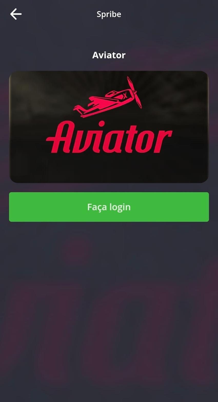 Captura de tela do Aviator na Betsson com botão para fazer login e apostar.