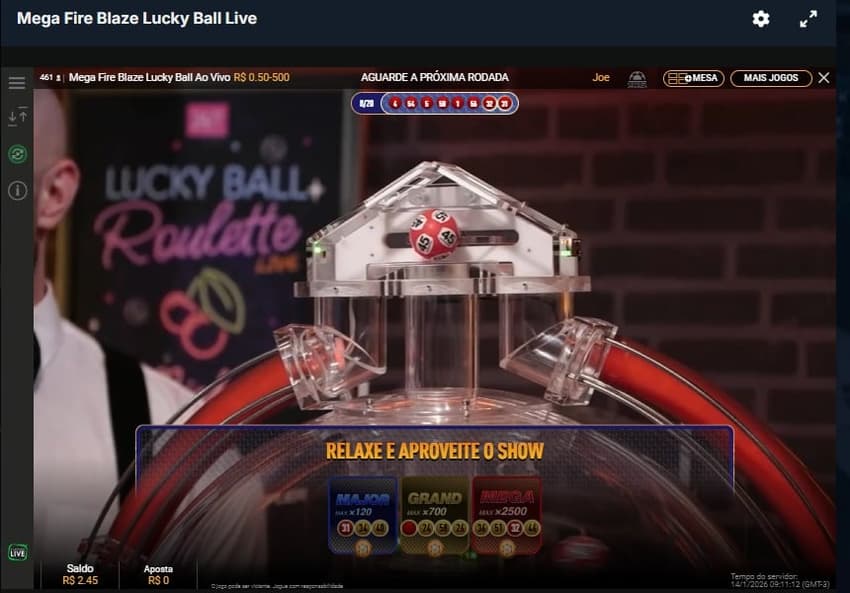 Captura de tela do jogo de bingo online Mega Fire Blaze Lucky Ball