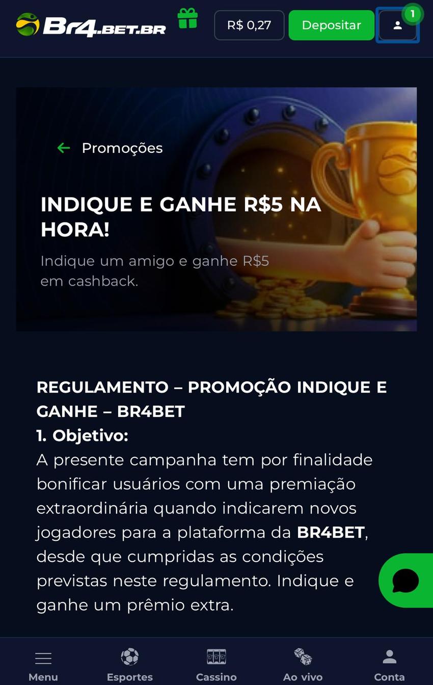 Captura da tela da promoção Indique e Ganhe no site de apostas na NBA Br4bet.