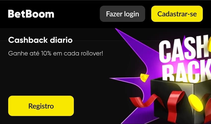 Captura de tela do cashback diário Betboom.