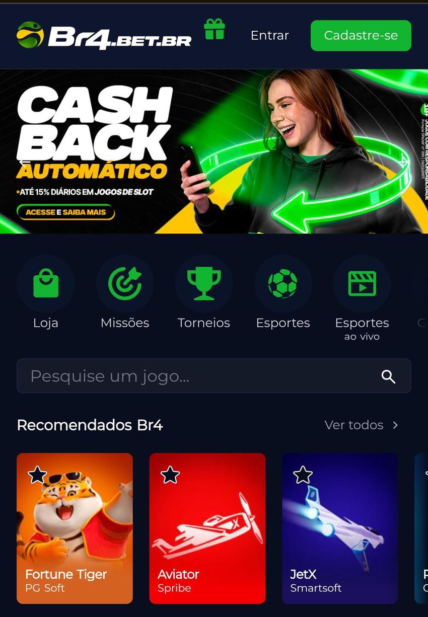 Captura de tela da promoção de cashback do cassino BR4Bet.