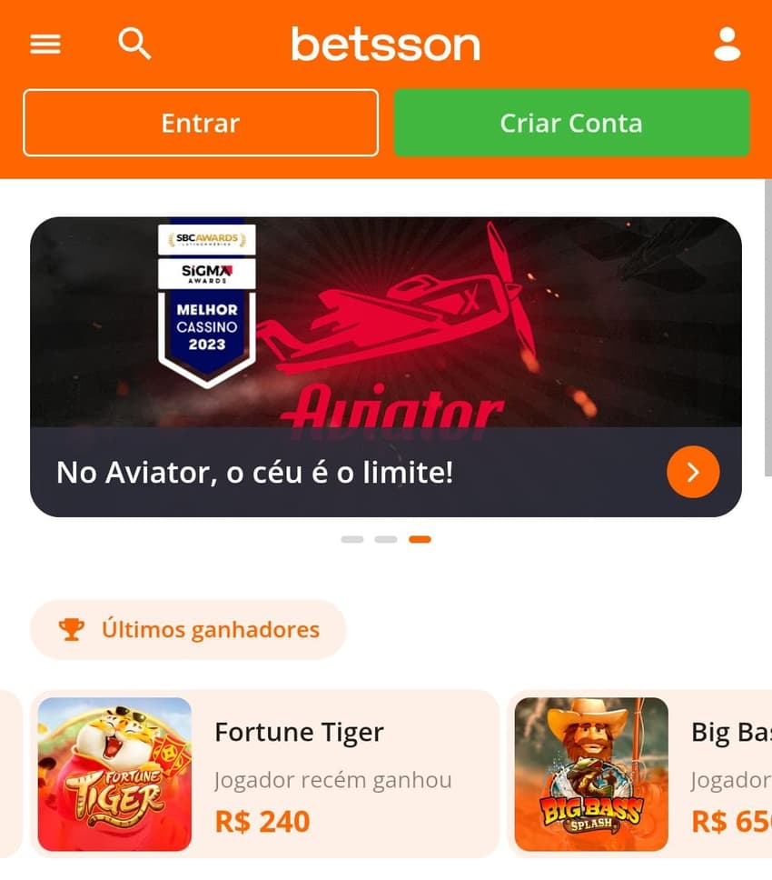 Captura de tela do cassino Betsson