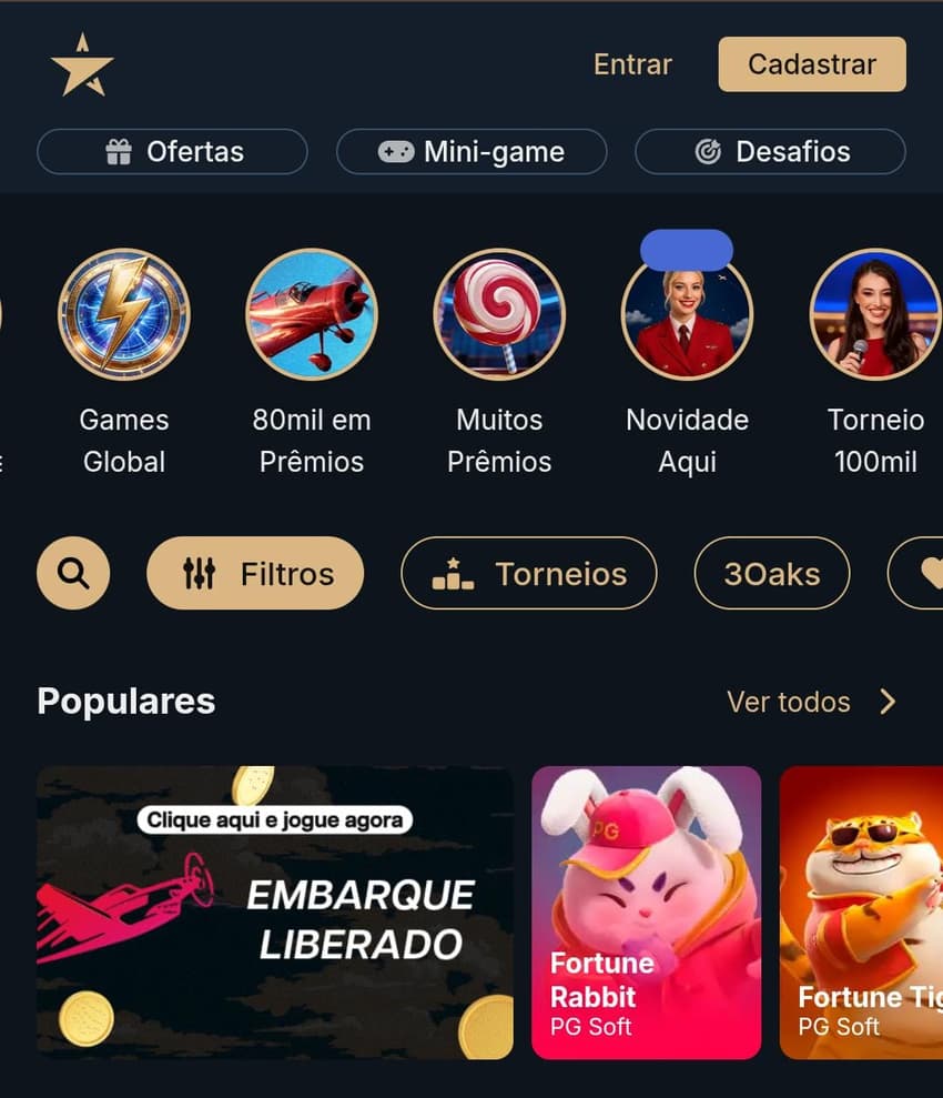 Captura de tela do cassino da Estrela Bet