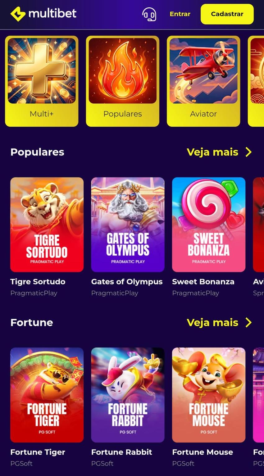 Captura de tela do cassino Multibet.