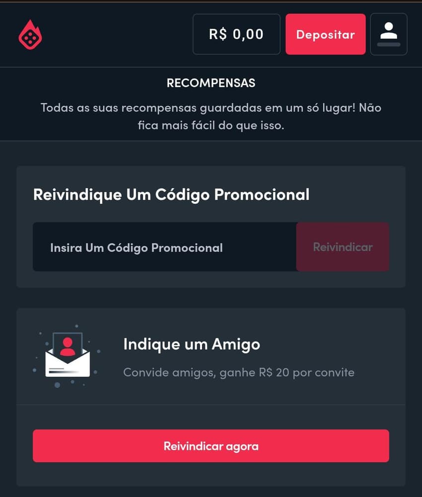  Captura de tela do campo de código promocional do cassino Blaze