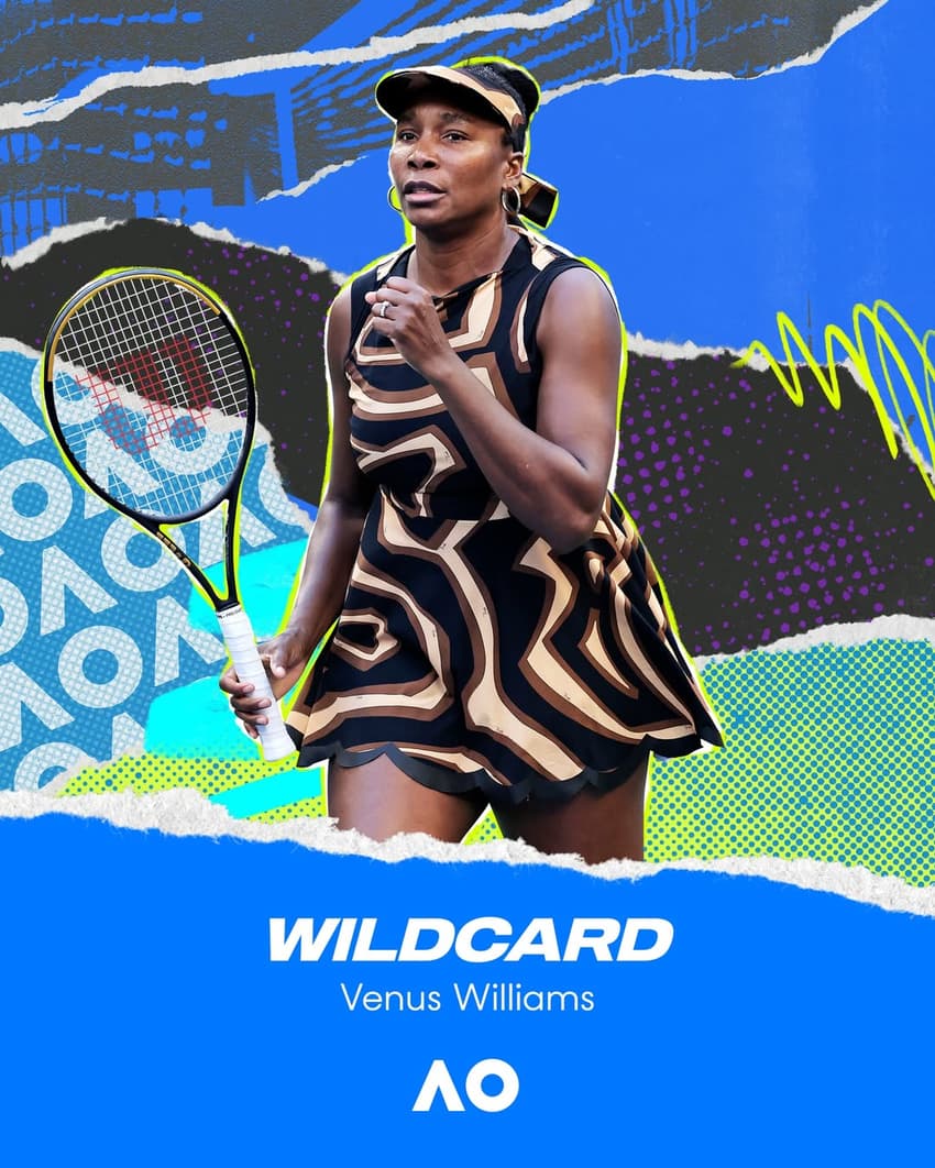 Arte de divulgação da participação de Venus Williams no torneio