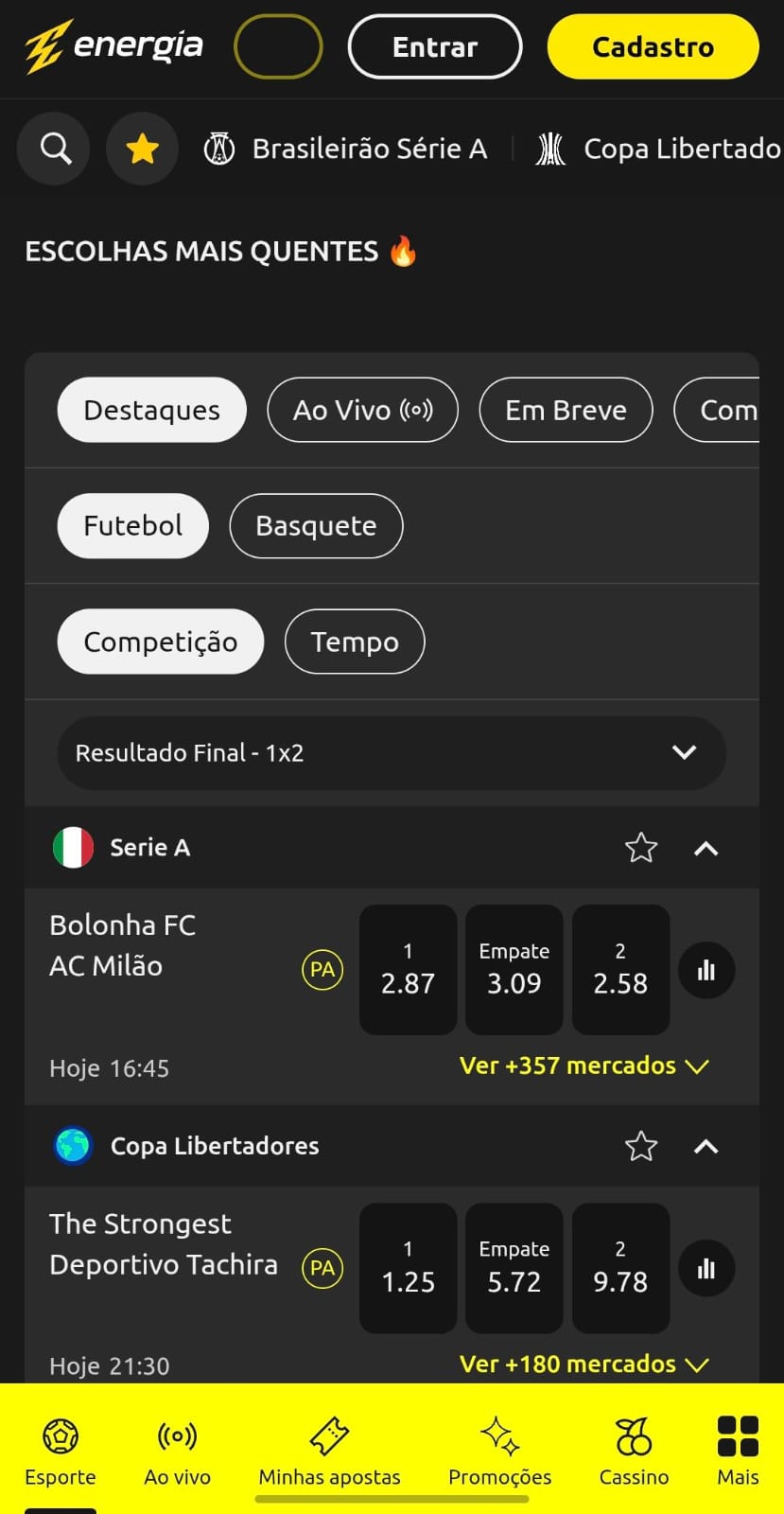 Captura de tela da EnergiaBet, uma bet autorizada pelo Governo Federal que atua conforme a Lei 14.790/2023.