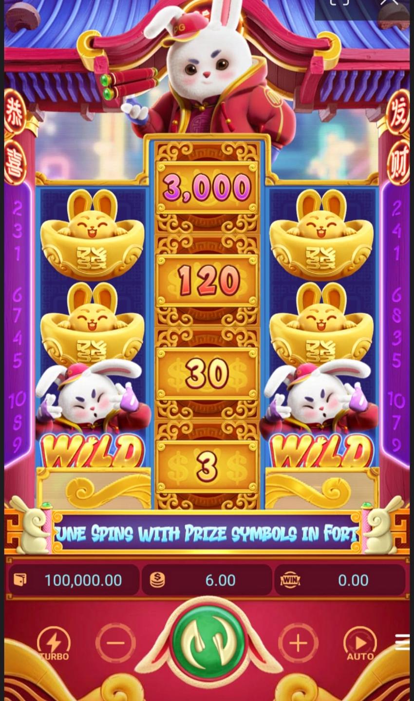 Captura de tela do Fortune Rabbit, um dos melhores slots da atualidade, sendo jogado na PG Soft.