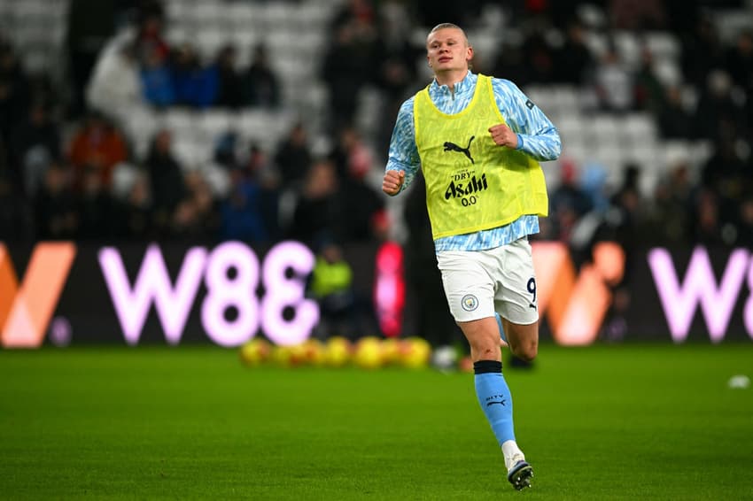 Haaland antes de Sunderland x Manchester City (Foto: Andy Buchanan / AFP)