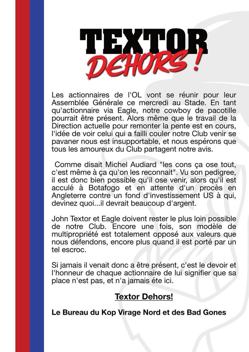 Torcida do Lyon se manifestou contra John Textor (Foto: Reprodução)