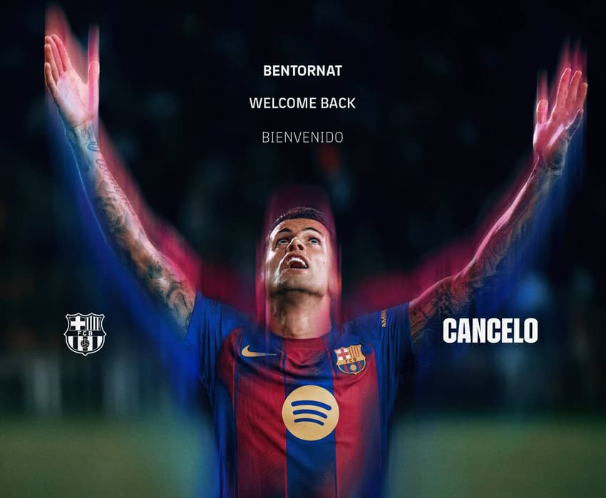 Anúncio oficial do retorno de Cancelo ao Barcelona (Foto