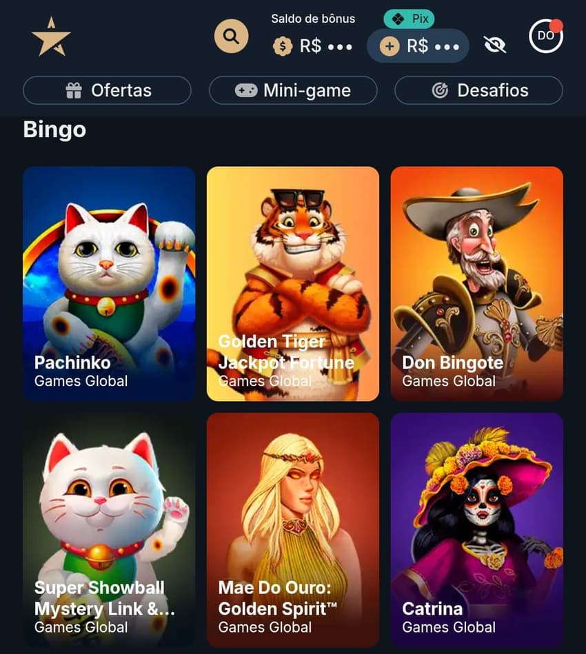Captura de tela de jogos de bingo online na Estrela Bet