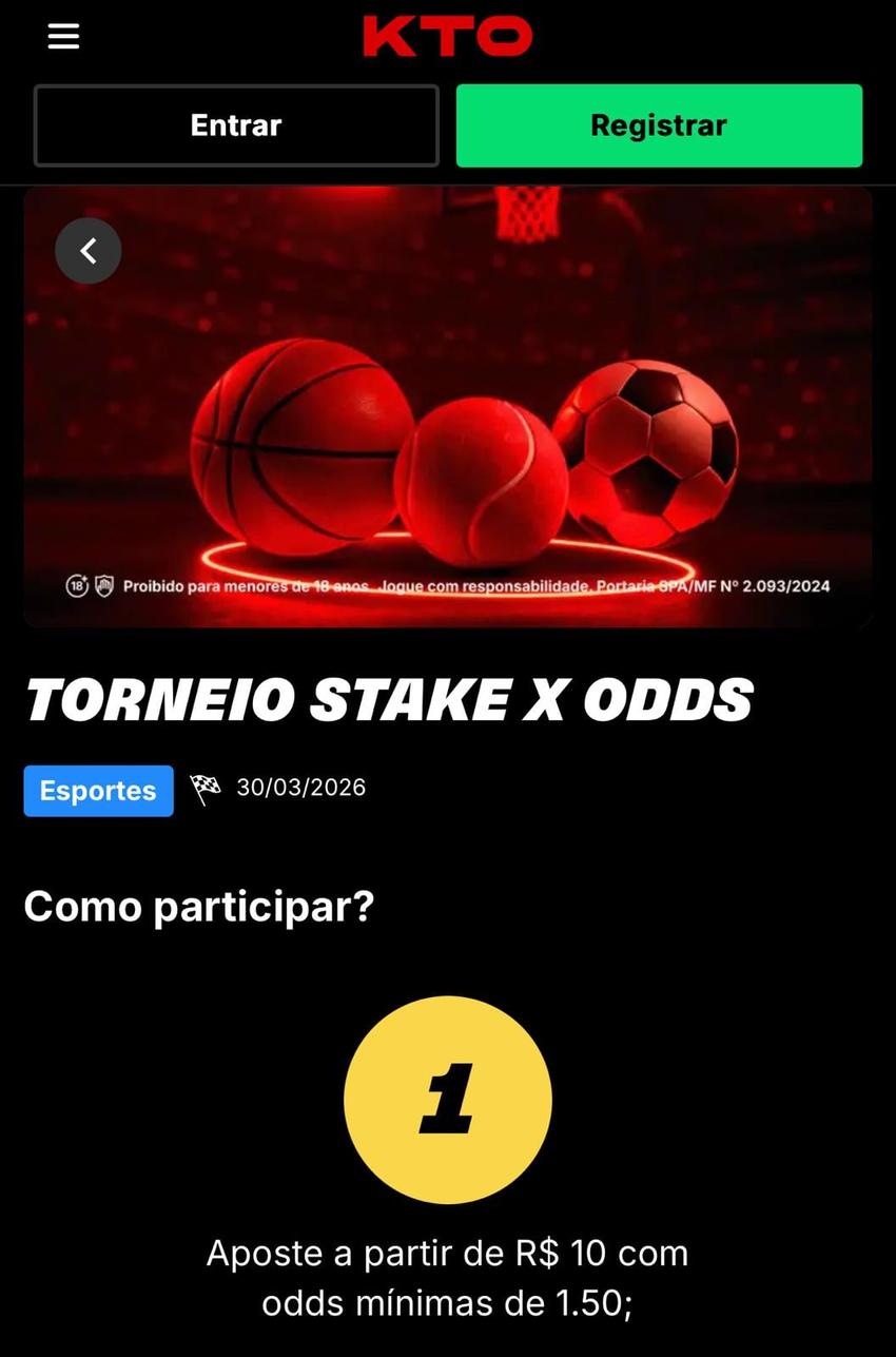 Captura da tela do Torneio Stake x Odds no site de apostas na NBA KTO.