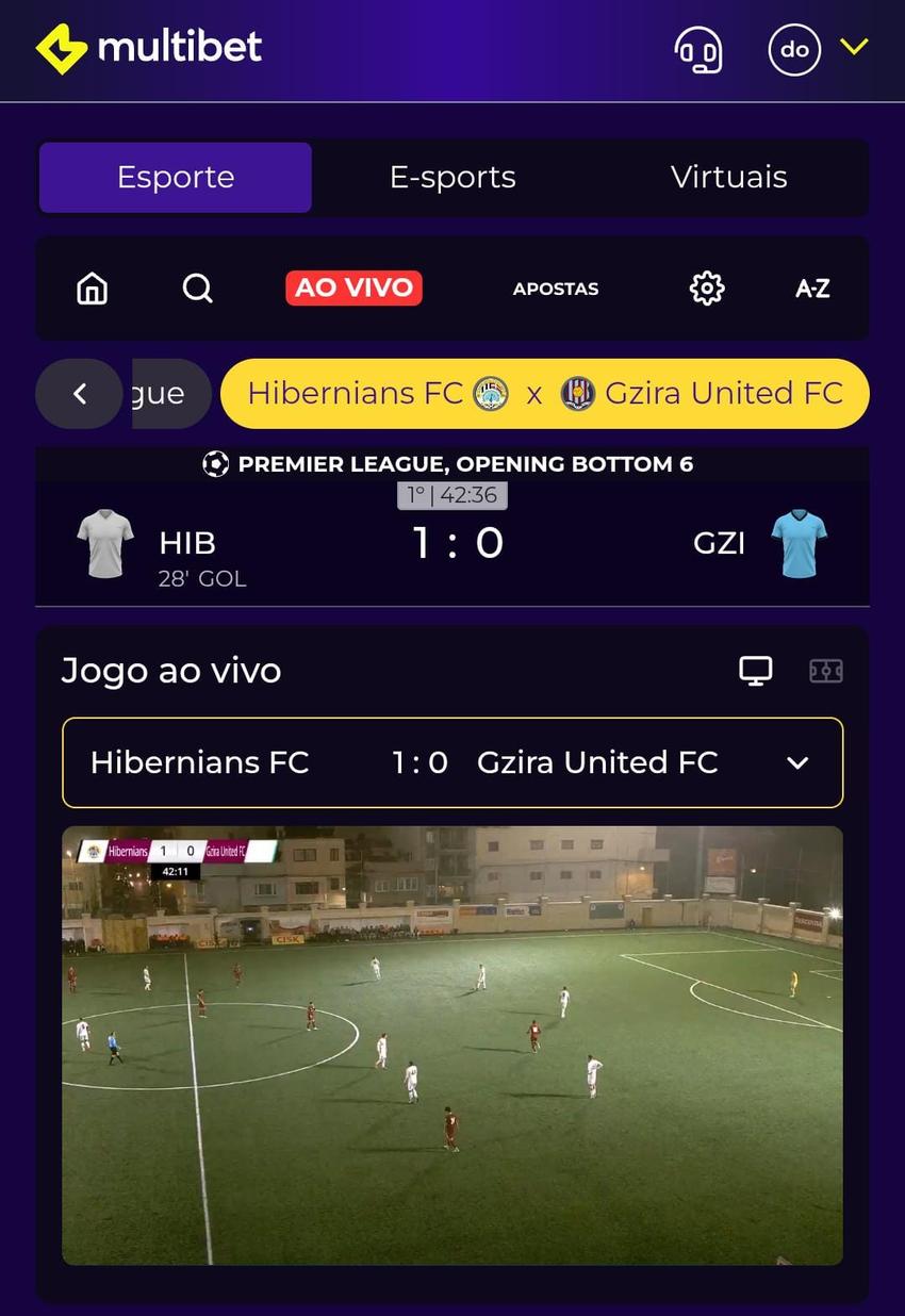 Captura de tela da função Live Stream da Multibet