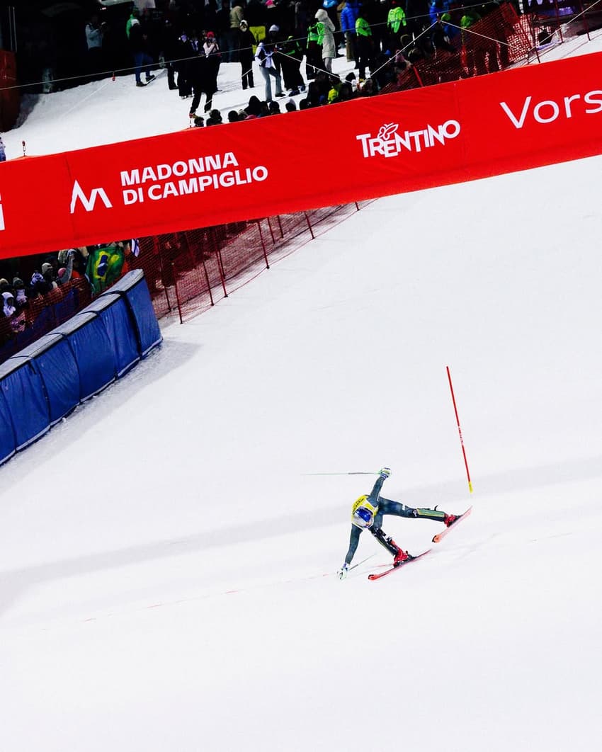Lucas Pinheiro Braathen, durante a disputa na Itália