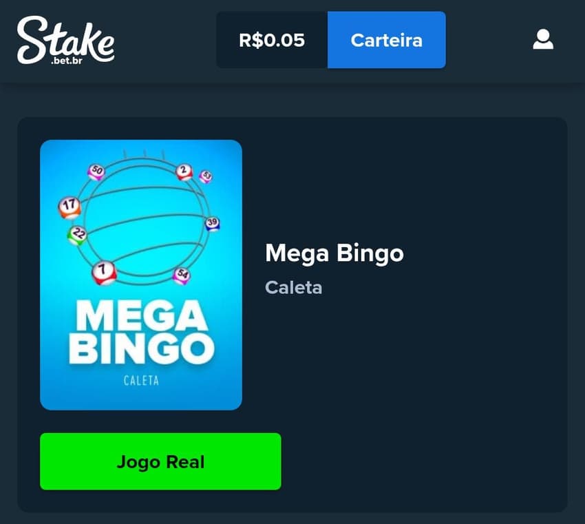 Captura de tela do jogo Mega Bingo na Stake