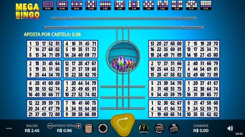 Captura de tela do jogo de aposta Mega Bingo