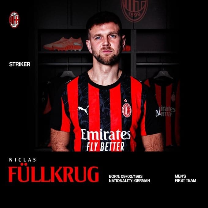 Milan anuncia contratação do atacante Niclas Füllkrug (Foto: Divulgação/AC Milan)