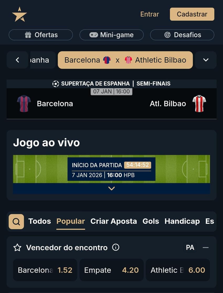 Captura de tela da oferta de Pagamento Antecipado na Estrela Bet