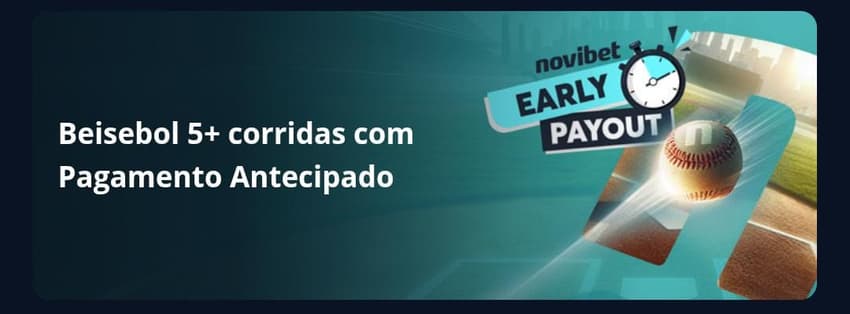Captura de tela da oferta de Pagamento Antecipado Novibet para beisebol